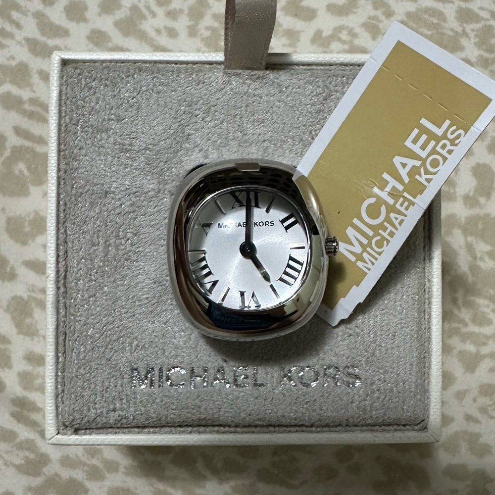Brand New With Tag Authentic Michael Kors Silver-Tone Ring Watch
